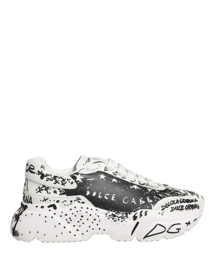 Dolce &amp; Gabbana White Daymaster Graffiti Low Top Sneakers Shoes