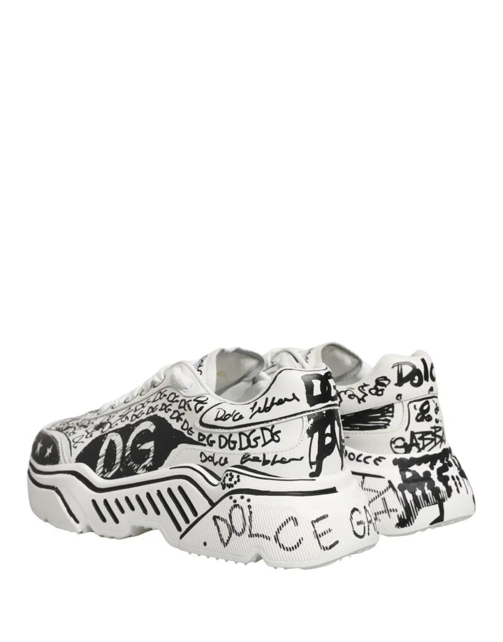 Dolce &amp; Gabbana White Daymaster Graffiti Low Top Sneakers Shoes