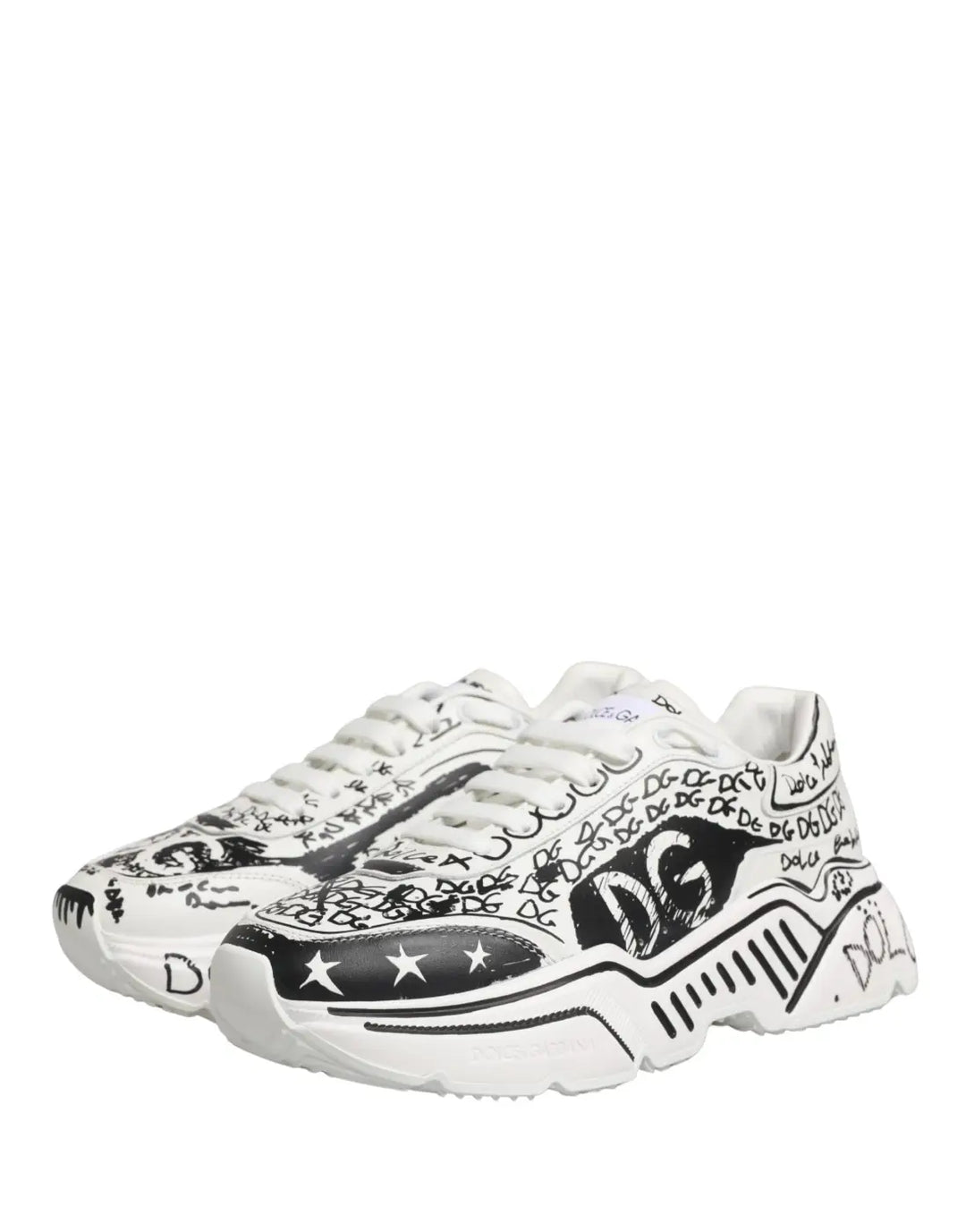 Dolce &amp; Gabbana White Daymaster Graffiti Low Top Sneakers Shoes