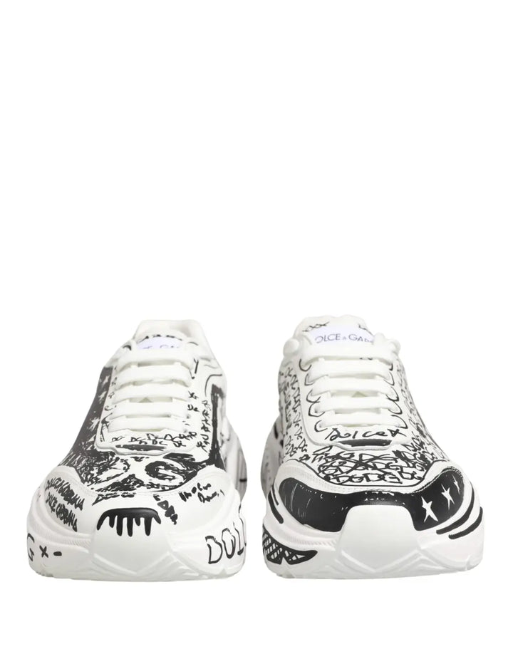 Dolce &amp; Gabbana White Daymaster Graffiti Low Top Sneakers Shoes