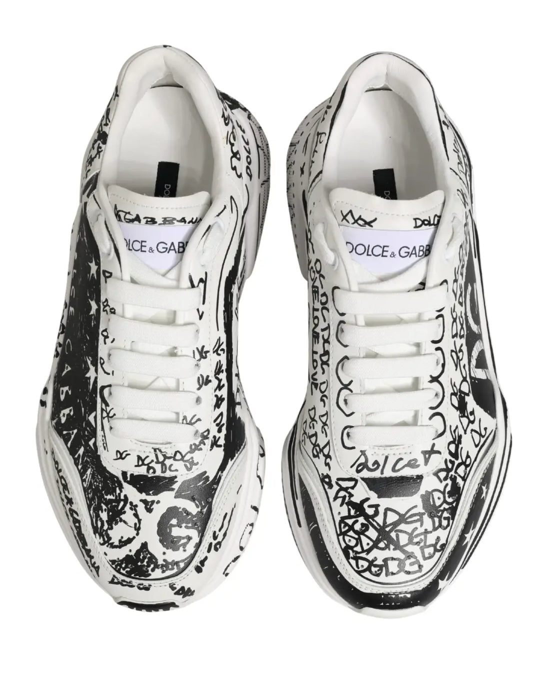 Dolce &amp; Gabbana White Daymaster Graffiti Low Top Sneakers Shoes