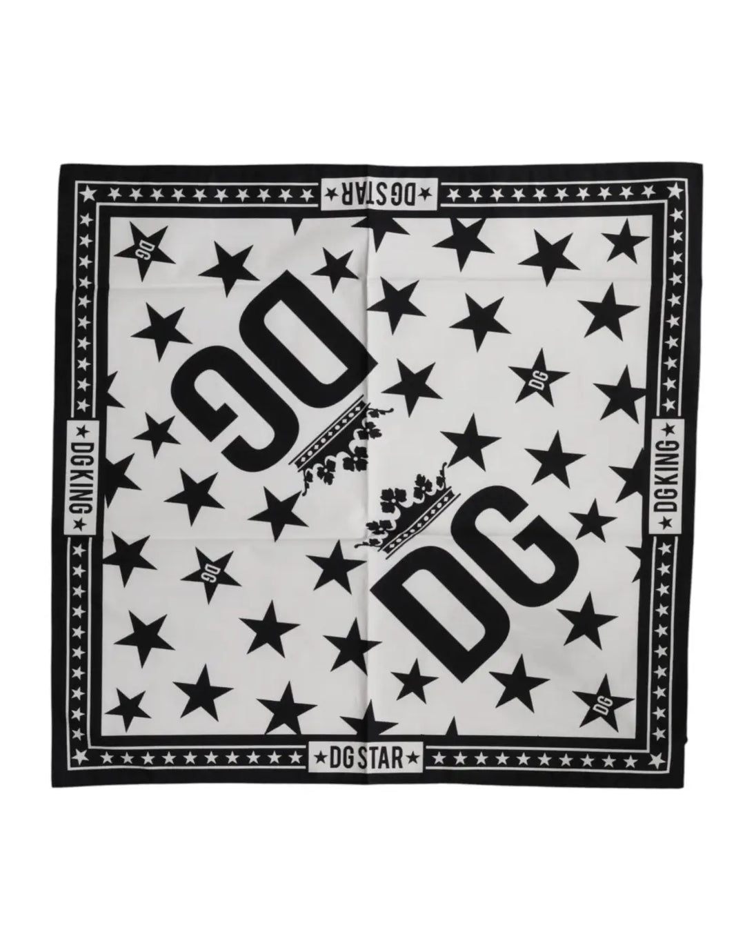 Dolce &amp; Gabbana White DG Crown Print Square Foulard 52cm x 50.5cm Scarf