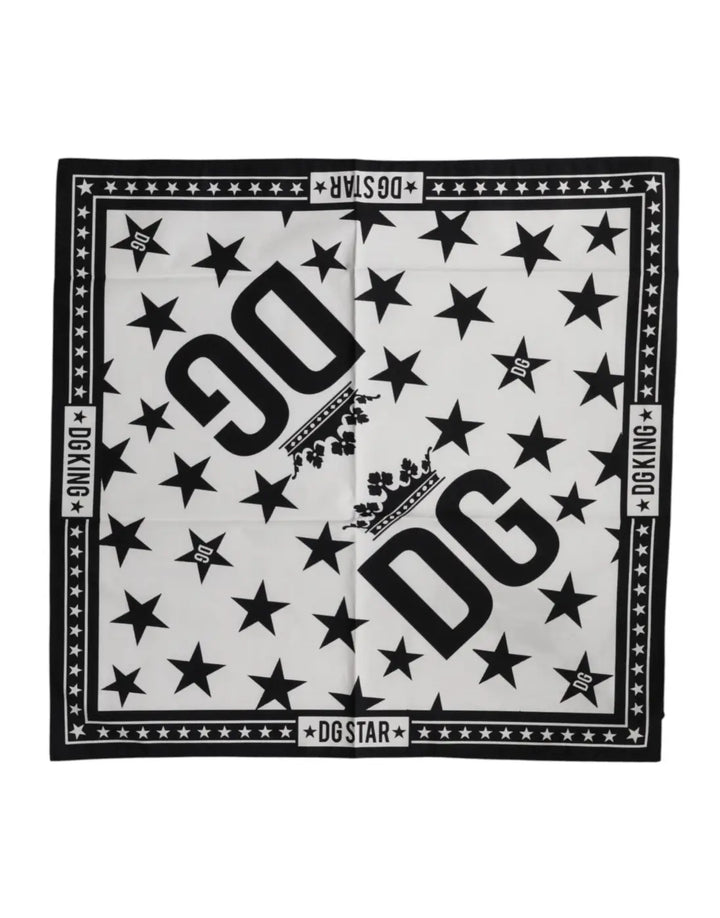 Dolce &amp; Gabbana White DG Crown Print Square Foulard 52cm x 50.5cm Scarf