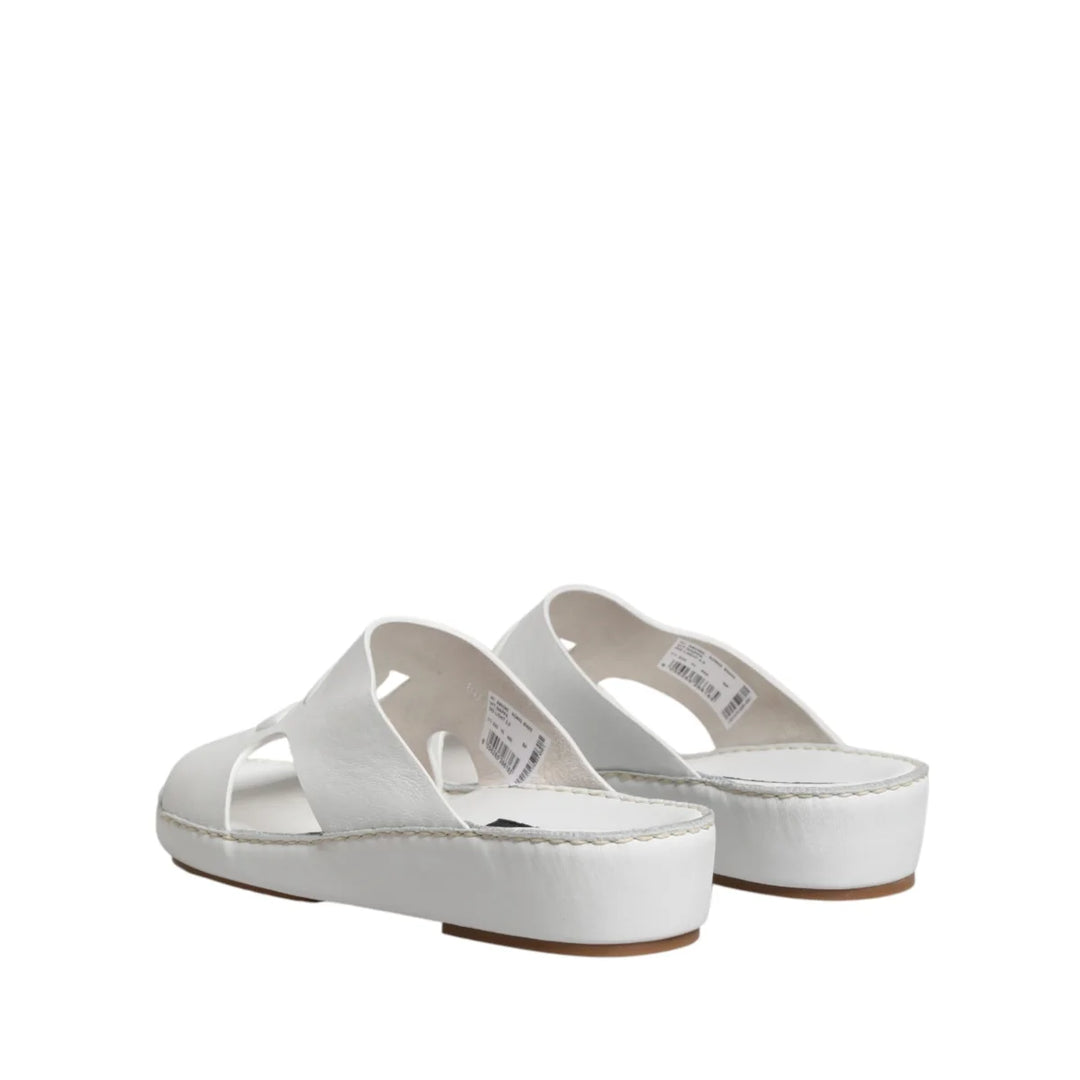 Dolce &amp; Gabbana White DG Cutout Slides Slippers Flats Shoes