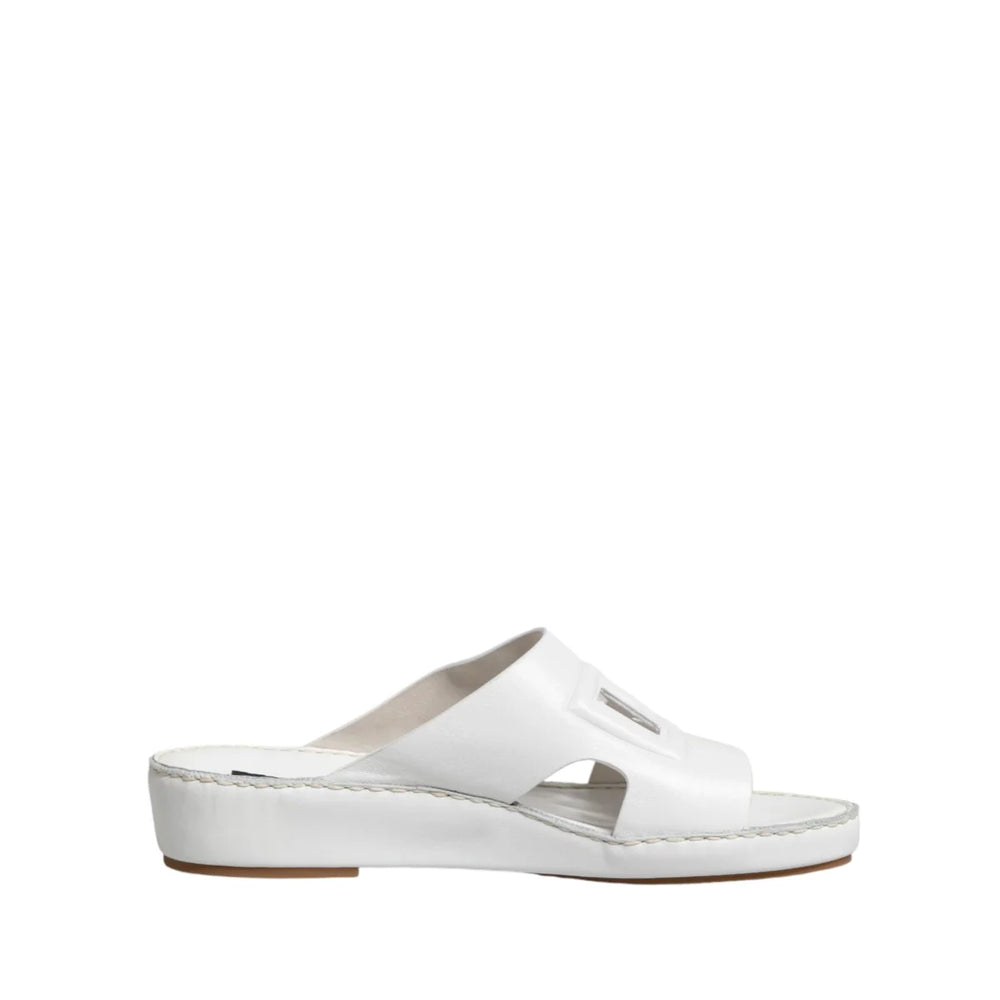 Dolce & Gabbana White DG Cutout Slides Slippers Flats Shoes