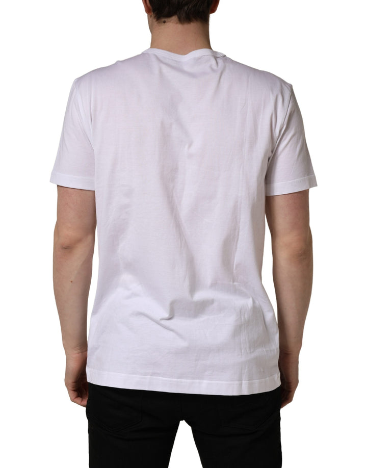 Dolce &amp; Gabbana White Dg Leaf Embroidery Crew Neck T-shirt