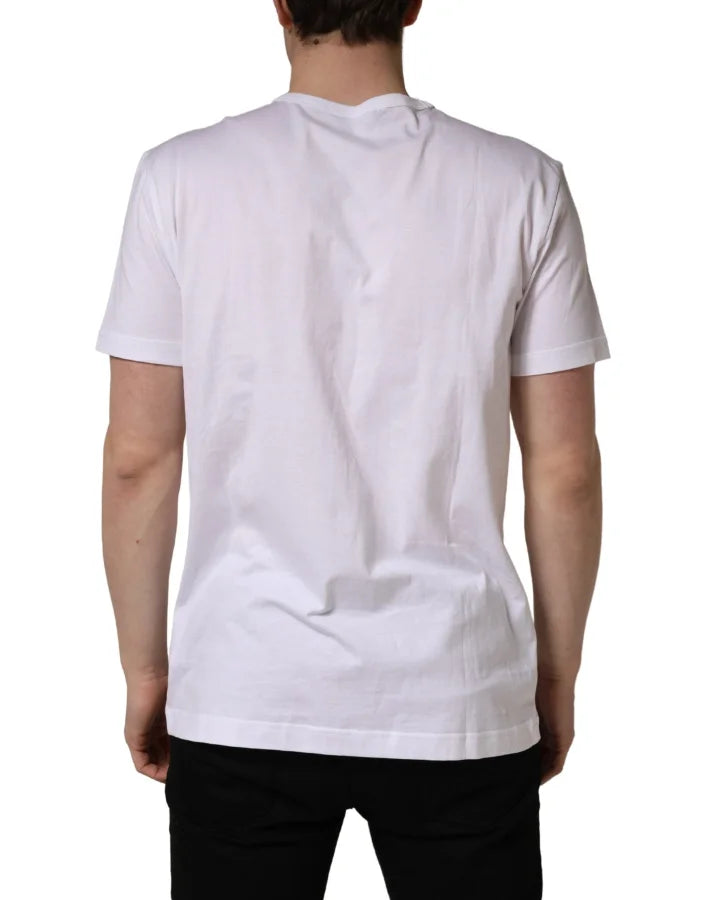 Dolce &amp; Gabbana White DG Leaf Embroidery Crew Neck T-shirt