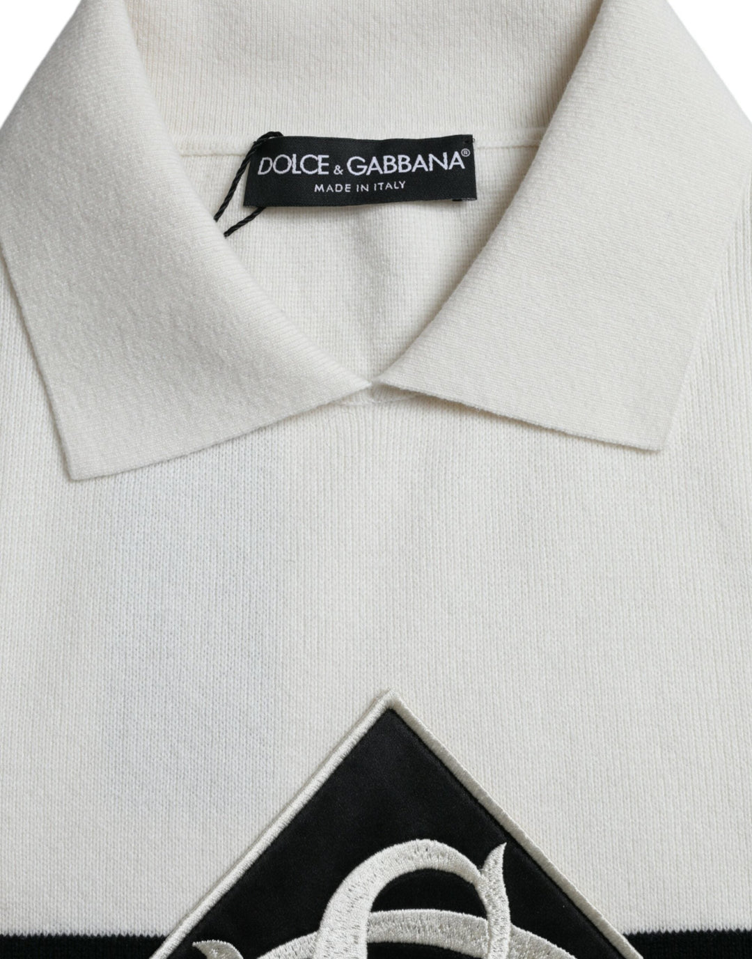 Dolce &amp; Gabbana White Dg Logo Collared Henley Shirt T-shirt