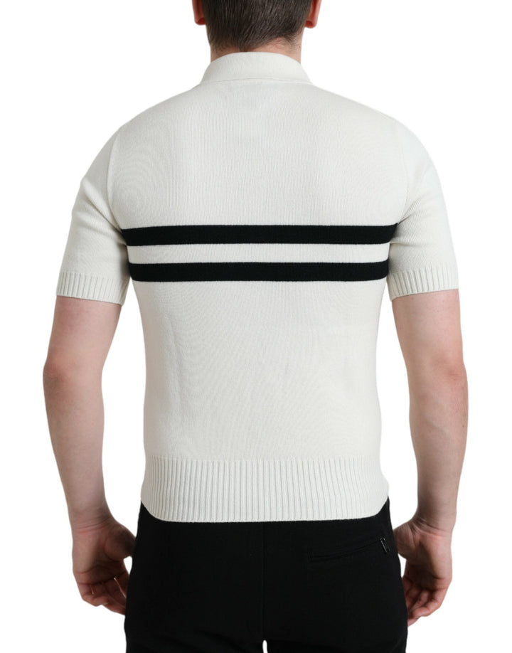 Dolce &amp; Gabbana White Dg Logo Collared Henley Shirt T-shirt