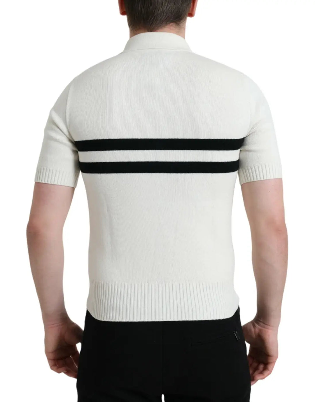 Dolce &amp; Gabbana White DG Logo Collared Henley Shirt T-shirt