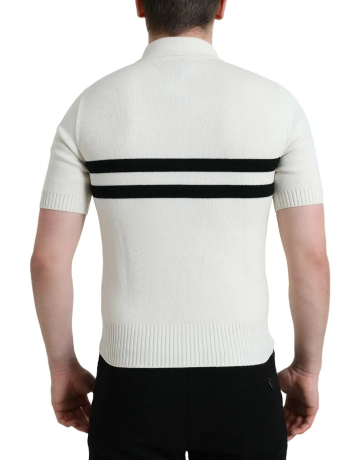 Dolce &amp; Gabbana White DG Logo Collared Henley Shirt T-shirt