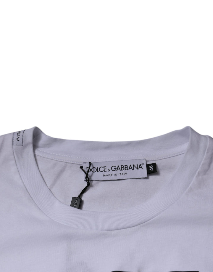 Dolce &amp; Gabbana White Dg Logo Cotton Crew Neck T-shirt