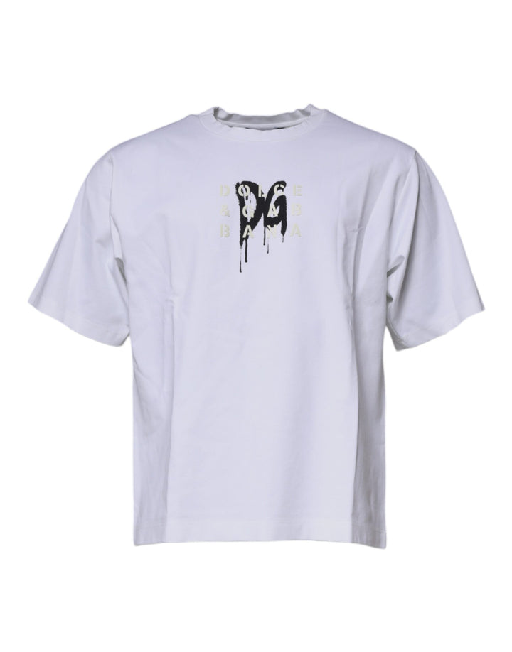 Dolce &amp; Gabbana White Dg Logo Cotton Crew Neck T-shirt