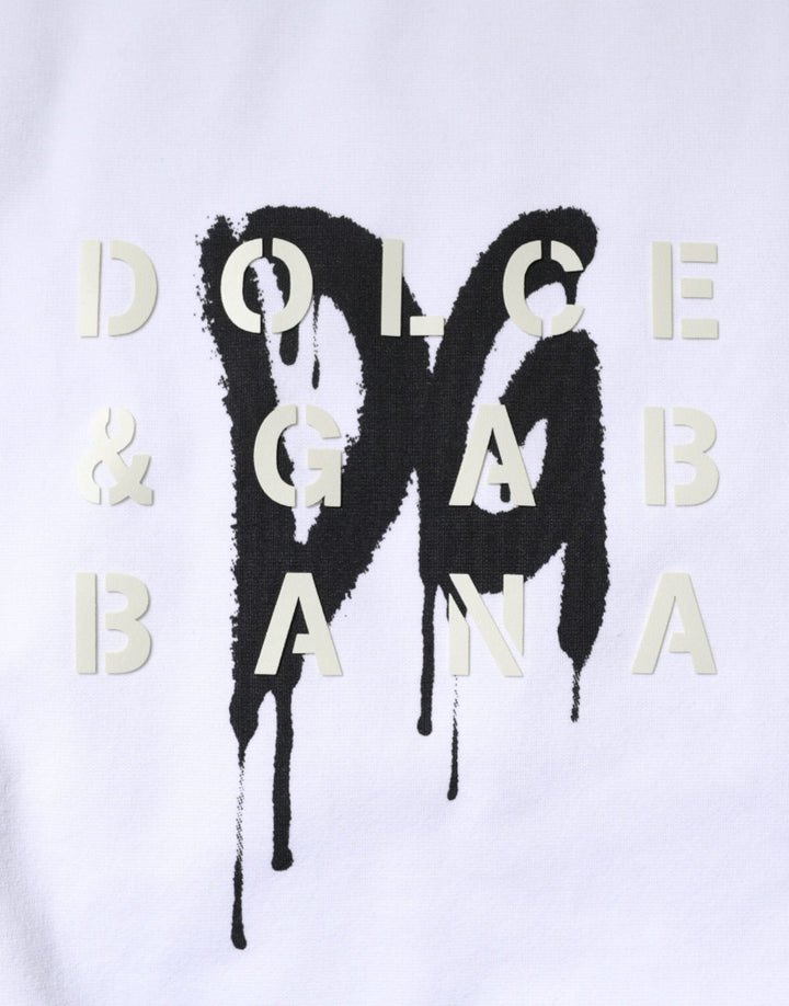 Dolce &amp; Gabbana White Dg Logo Cotton Crew Neck T-shirt