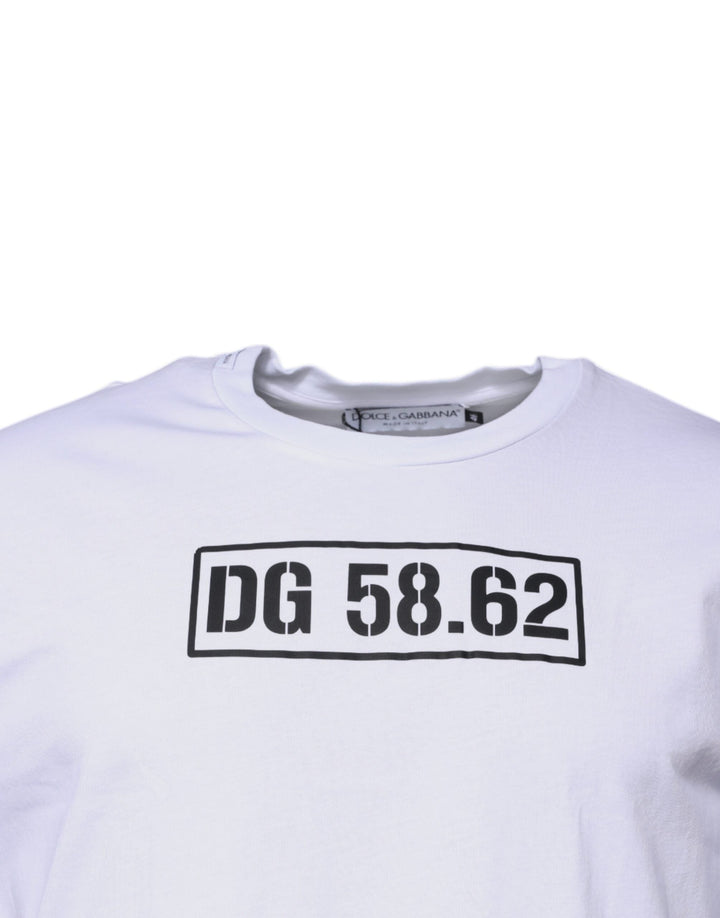 Dolce &amp; Gabbana White Dg Logo Cotton Crew Neck T-shirt