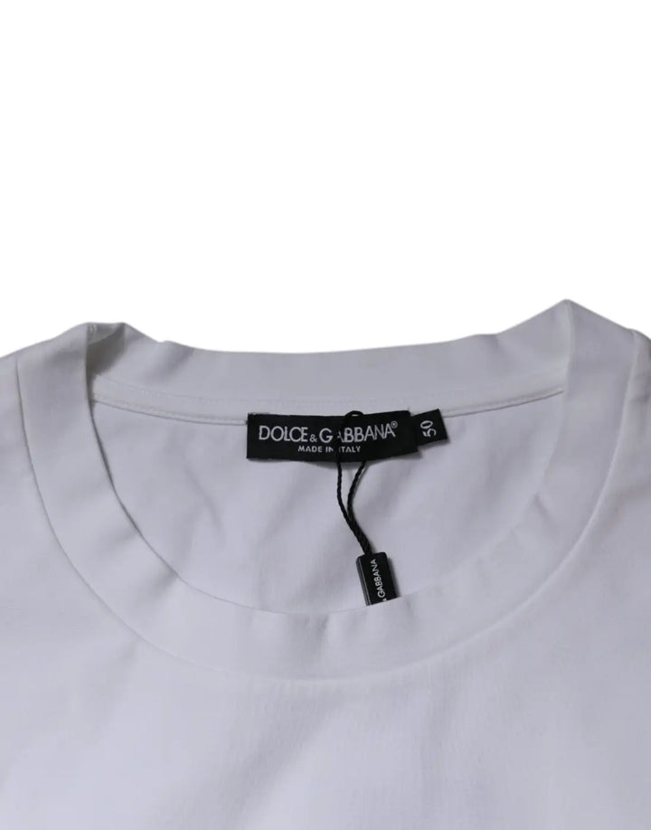 Dolce &amp; Gabbana White DG Logo Cotton Crew Neck T-shirt