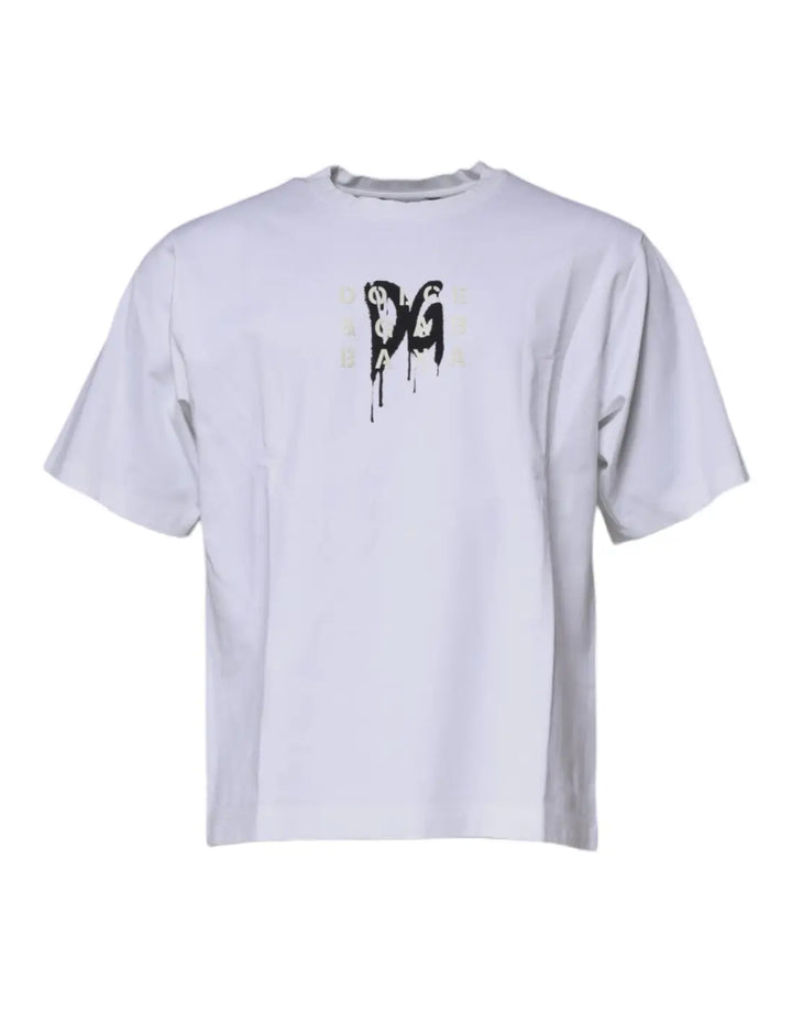 Dolce &amp; Gabbana White DG Logo Cotton Crew Neck T-shirt