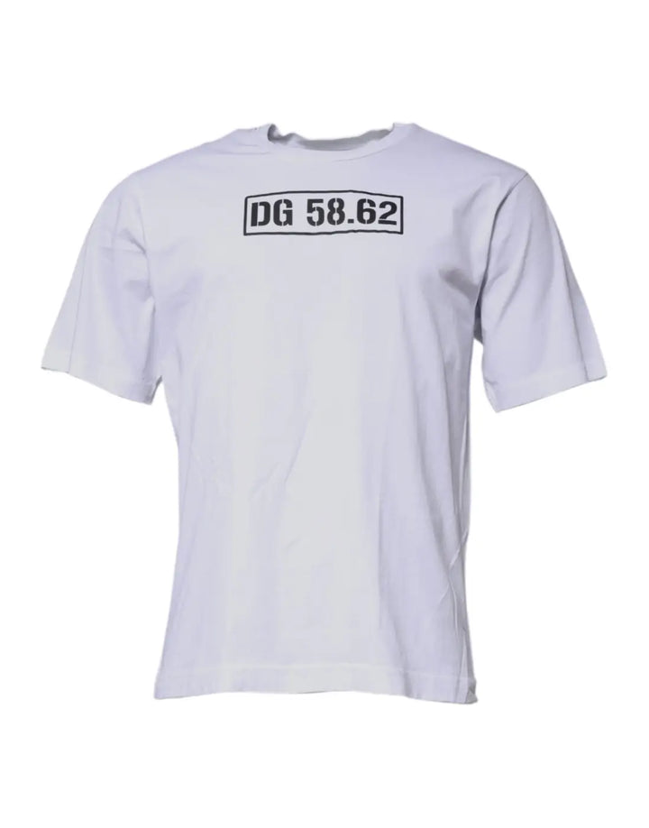 Dolce &amp; Gabbana White DG Logo Cotton Crew Neck T-shirt
