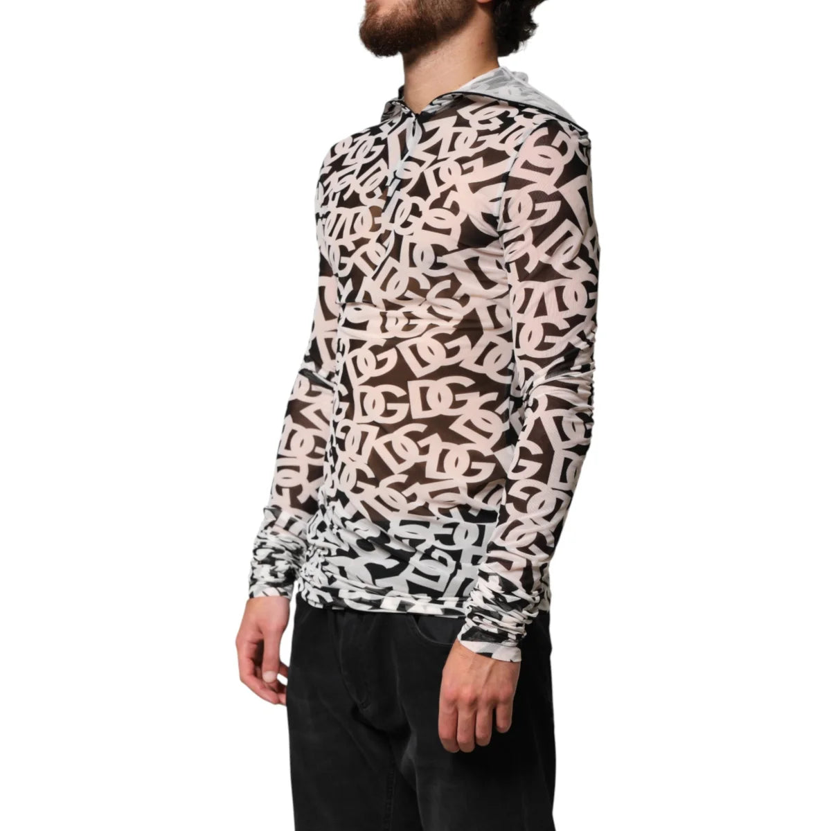 Dolce & Gabbana White DG Logo Long Sleeves Turtleneck Top