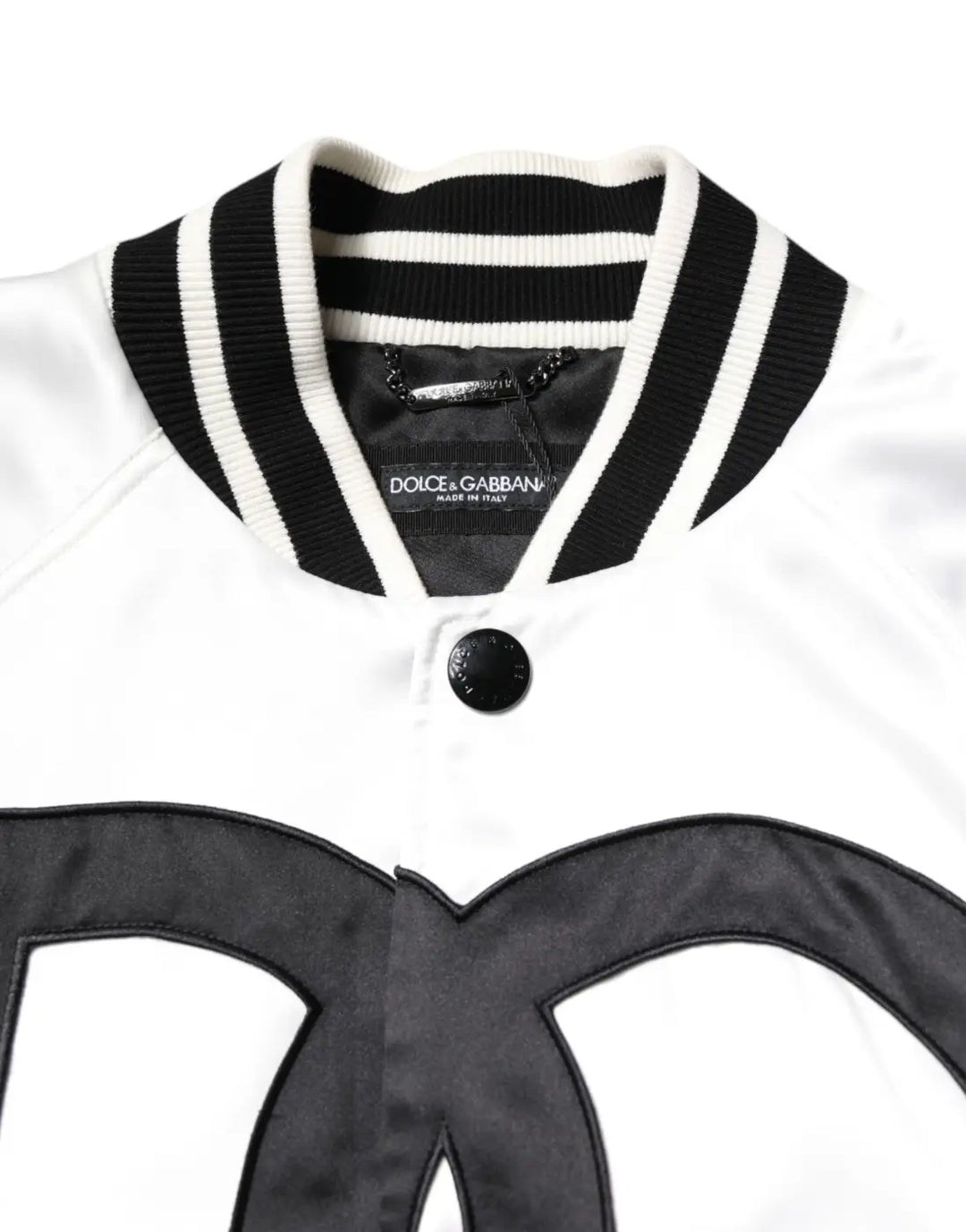 Dolce &amp; Gabbana White DG Logo Polyester Jersey Bomber Jacket