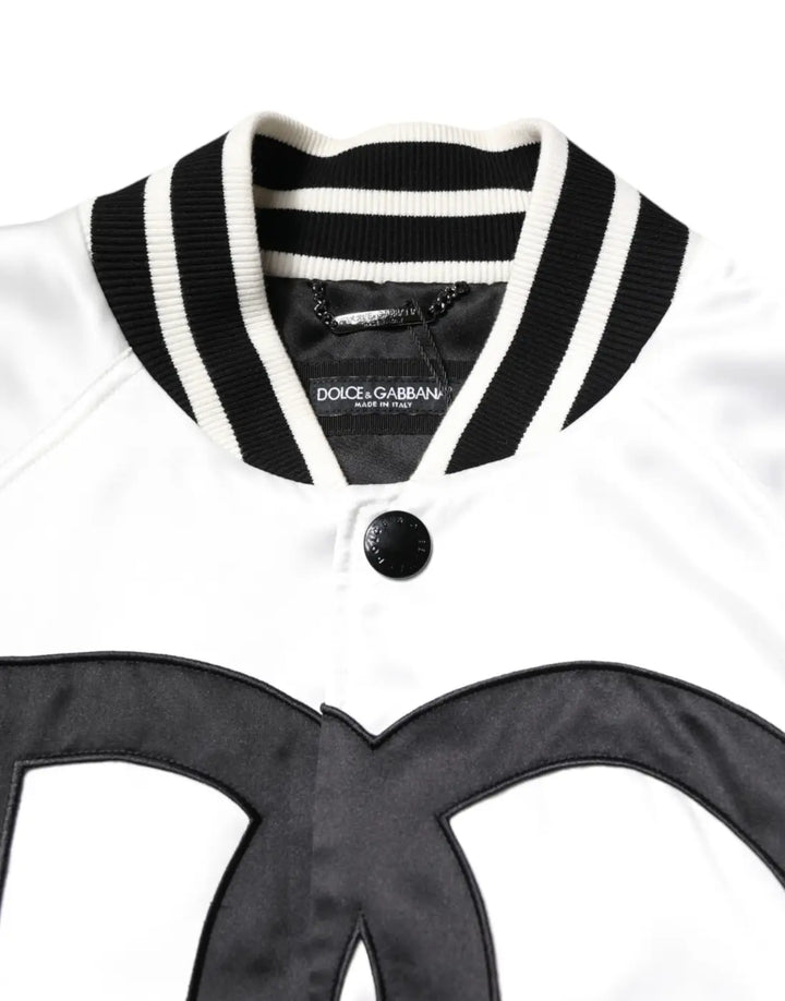 Dolce &amp; Gabbana White DG Logo Polyester Jersey Bomber Jacket
