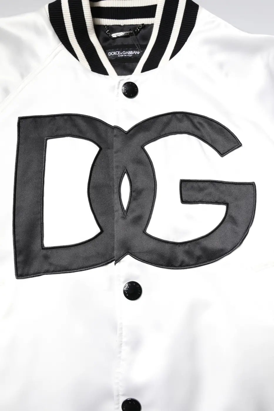 Dolce &amp; Gabbana White DG Logo Polyester Jersey Bomber Jacket