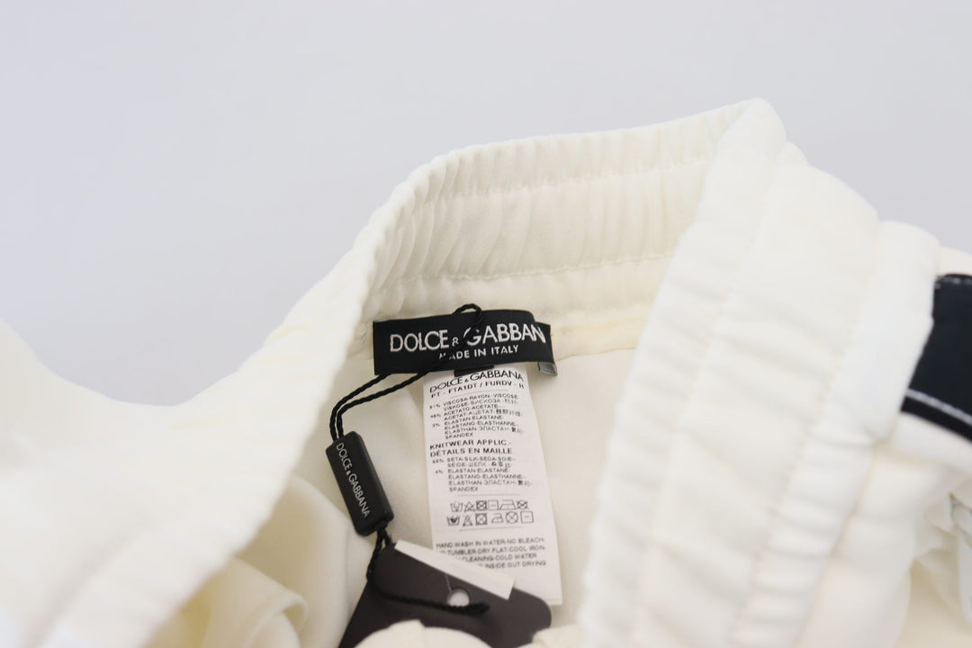 Dolce &amp; Gabbana White Dg Logo Sweatpants Pants