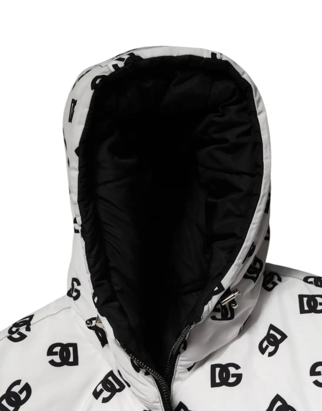 Dolce &amp; Gabbana White DG Monogram Hooded Puffer Jacket