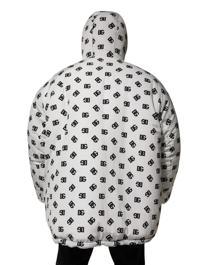 Dolce &amp; Gabbana White DG Monogram Hooded Puffer Jacket