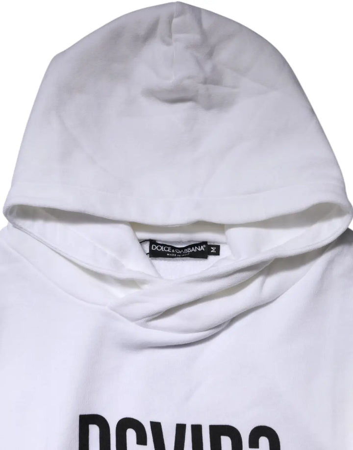 Dolce &amp; Gabbana White DG Vib3 Hooded Men Sweatshirt Sweater