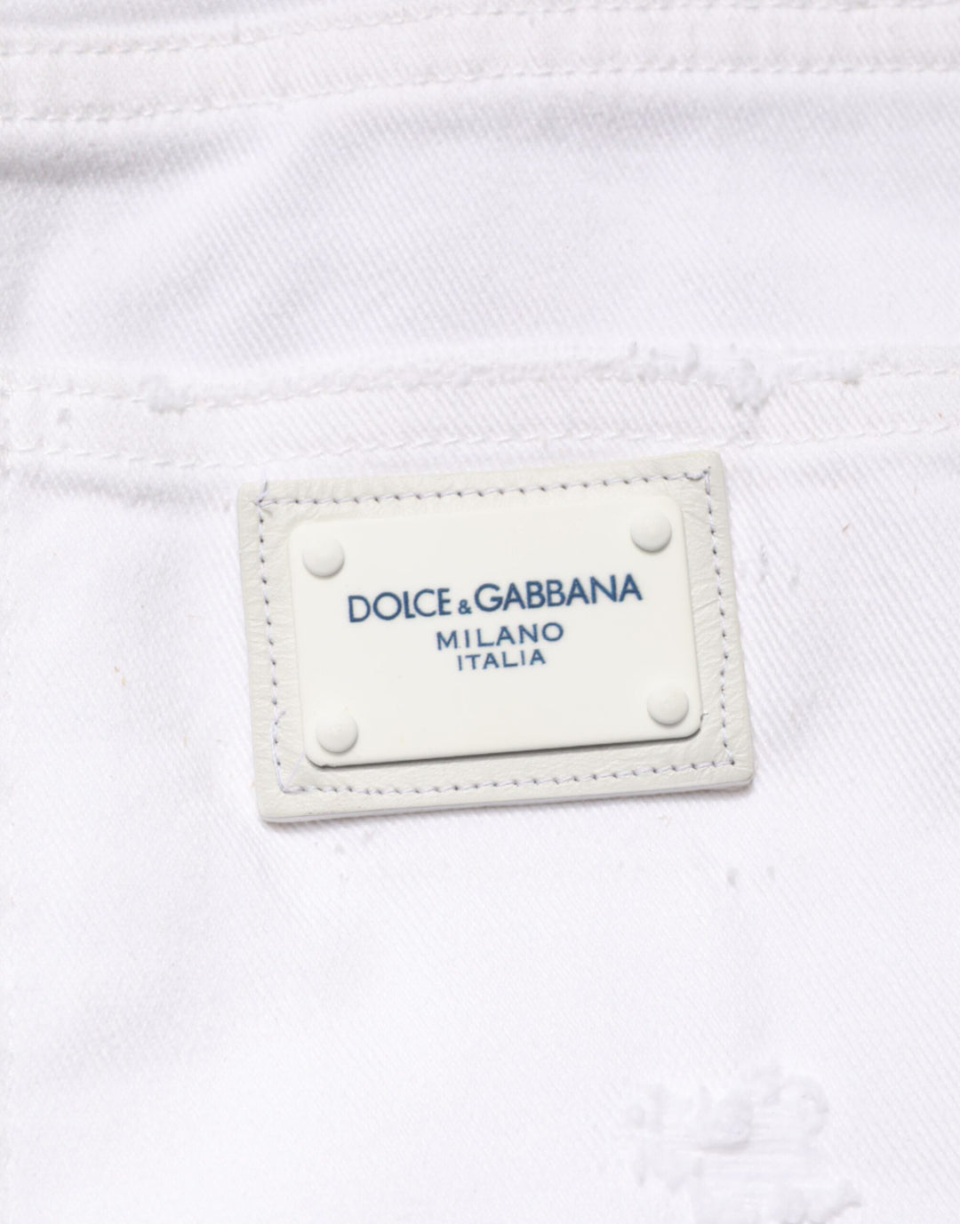 Dolce &amp; Gabbana White Distressed Cotton Boyfriend Denim Jeans