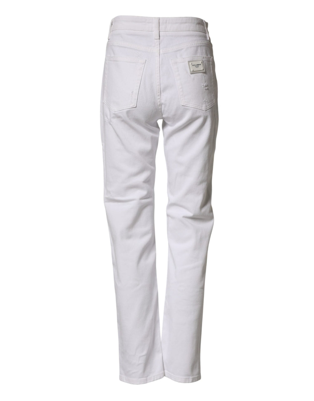 Dolce &amp; Gabbana White Distressed Cotton Boyfriend Denim Jeans