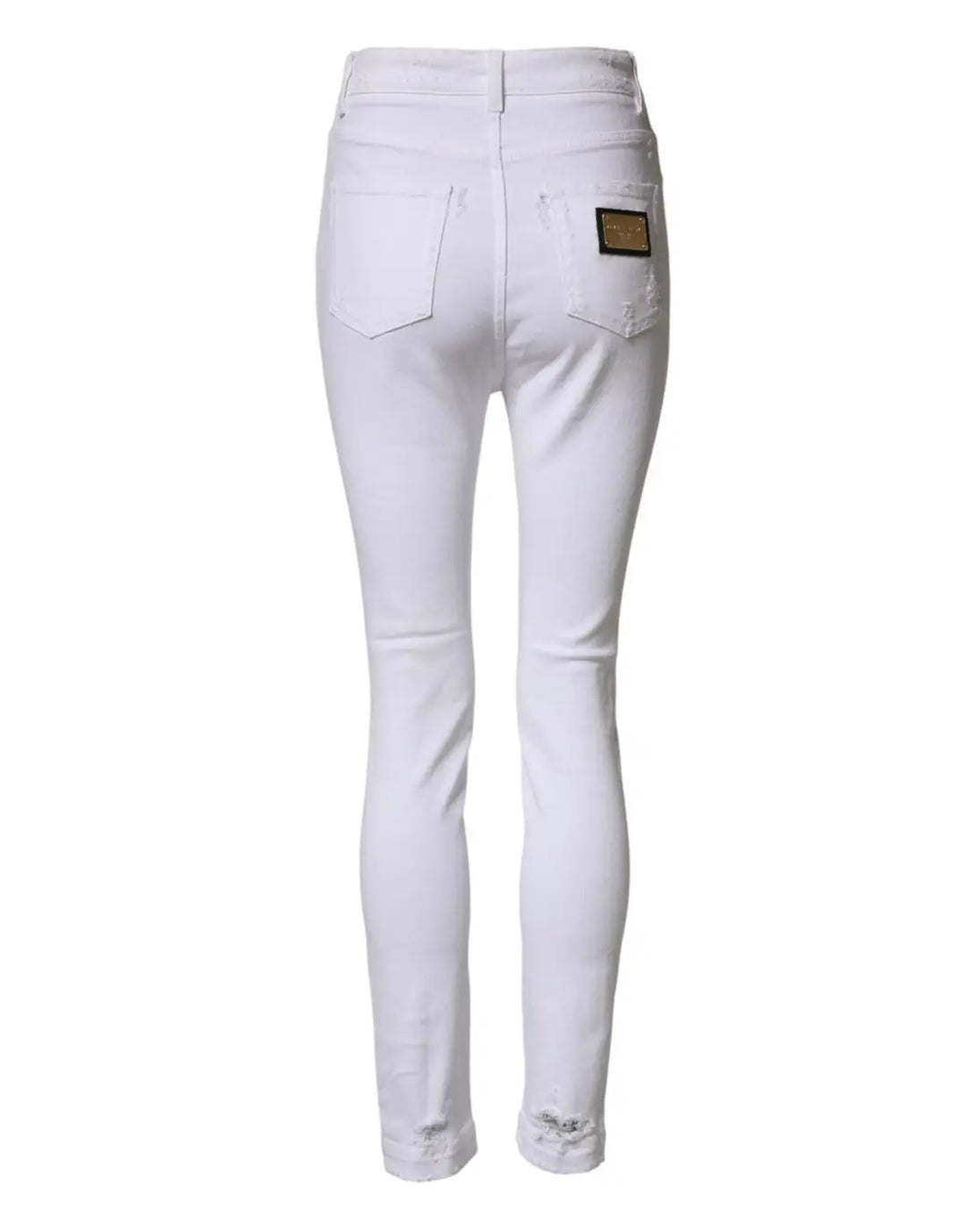 Dolce &amp; Gabbana White Distressed High Waist Denim Jeans