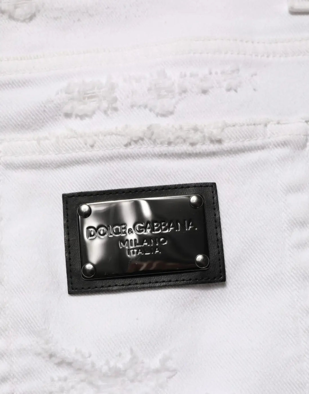 Dolce &amp; Gabbana White Distressed Ripped Denim Trouser Jeans