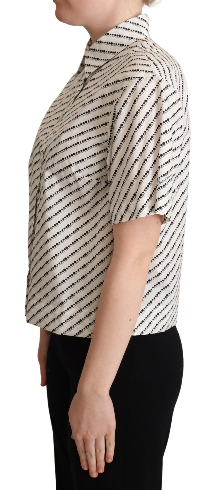 Dolce &amp; Gabbana Polos - White Dotted Collared Blouse Shirt