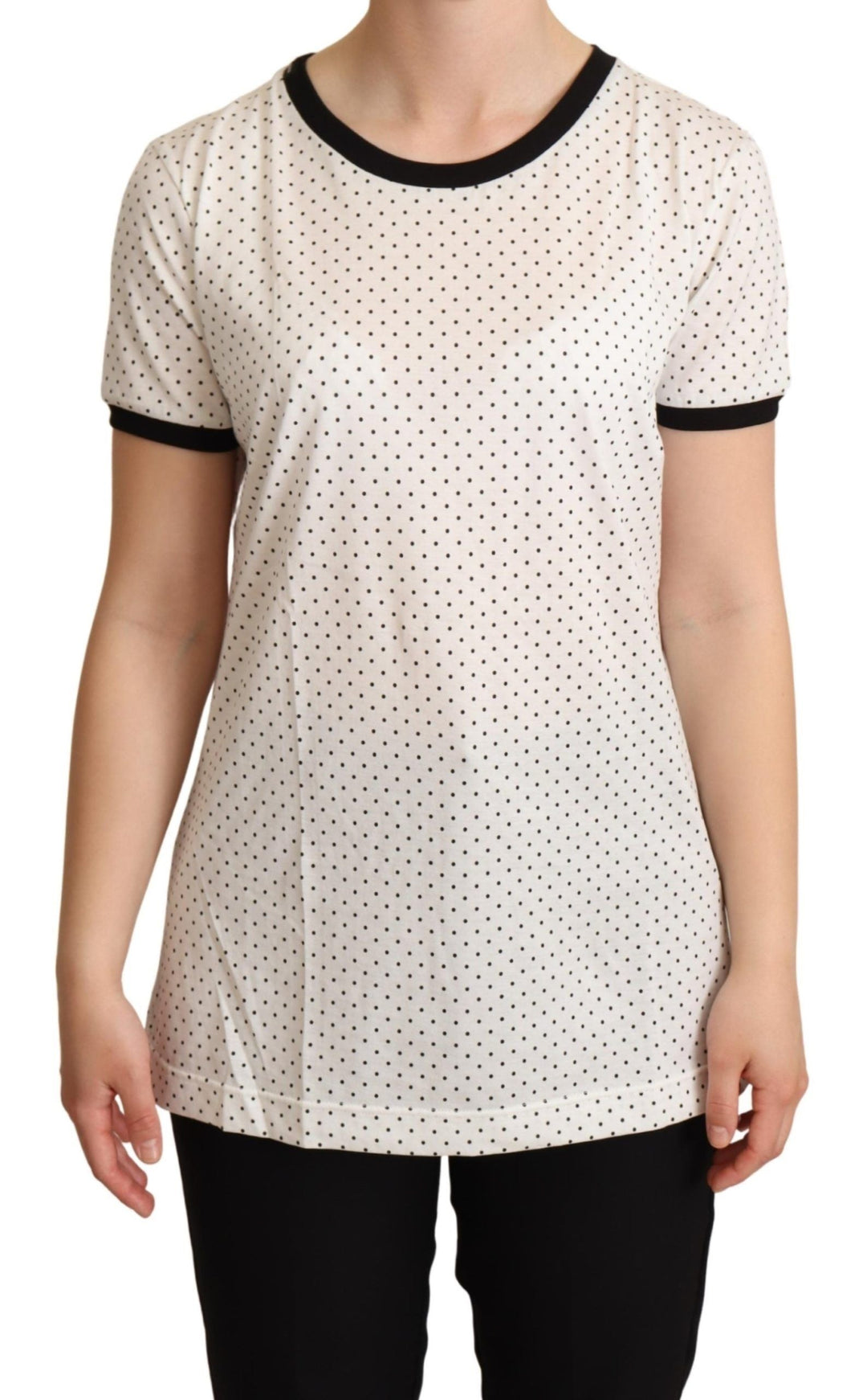 Dolce &amp; Gabbana - White Dotted Crewneck Cotton T-shirt