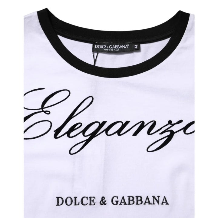 Dolce &amp; Gabbana White Eleganza Cotton Crew Neck Tee T-shirt