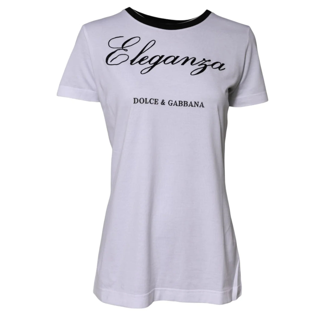 Dolce &amp; Gabbana White Eleganza Cotton Crew Neck Tee T-shirt