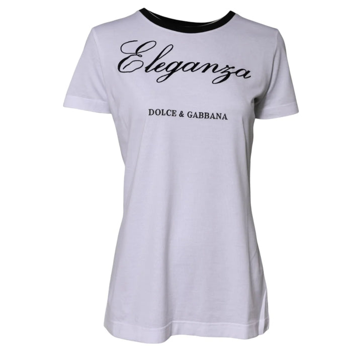 Dolce &amp; Gabbana White Eleganza Cotton Crew Neck Tee T-shirt