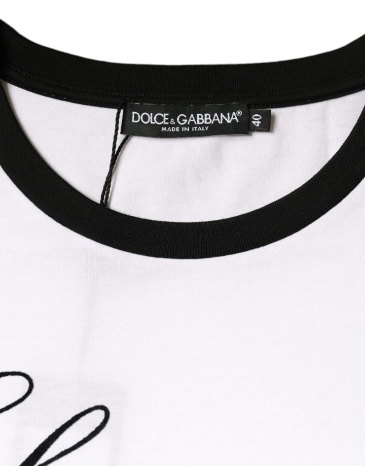 Dolce &amp; Gabbana - White Eleganza Print Cotton Short Sleeves T-shirt