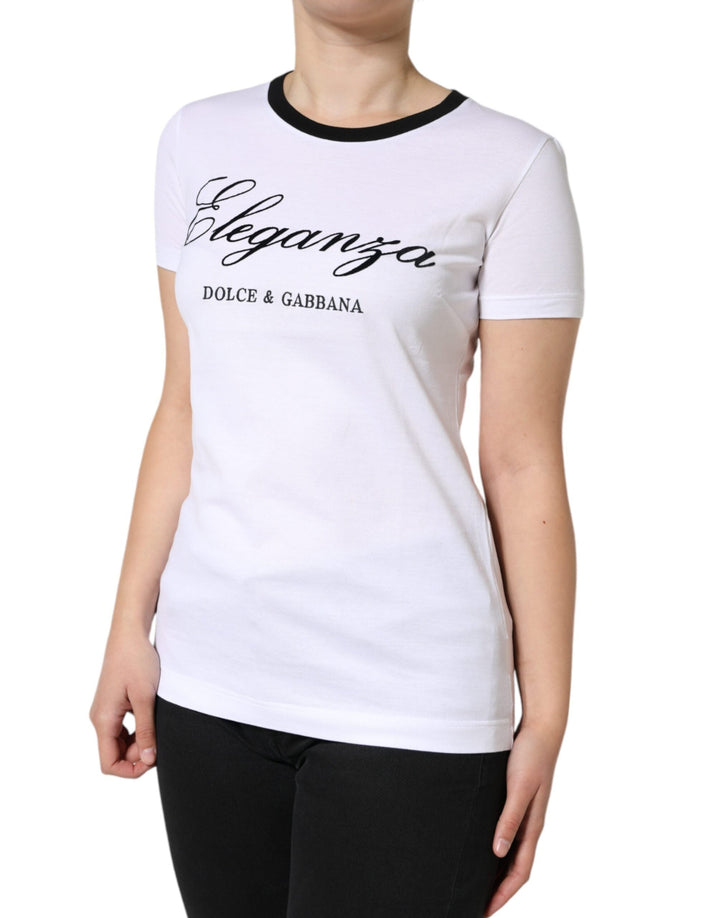 Dolce &amp; Gabbana - White Eleganza Print Cotton Short Sleeves T-shirt