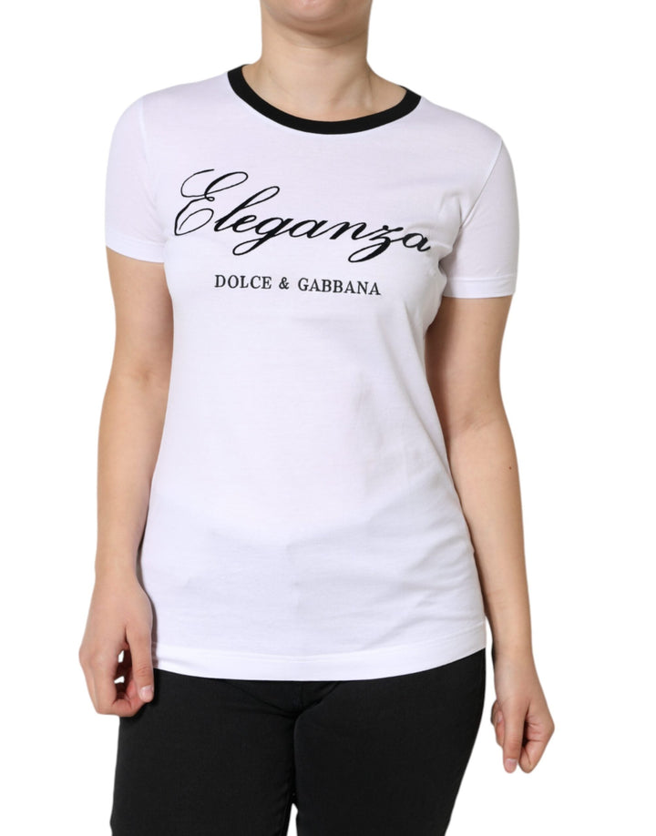 Dolce &amp; Gabbana - White Eleganza Print Cotton Short Sleeves T-shirt
