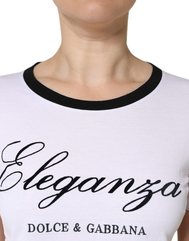 Dolce &amp; Gabbana - White Eleganza Print Cotton Short Sleeves T-shirt