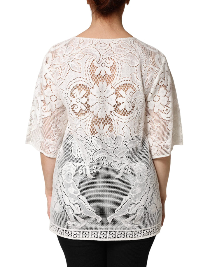 Dolce &amp; Gabbana Blouses - Women’s White Embroidery Lace Cotton Blouse Top