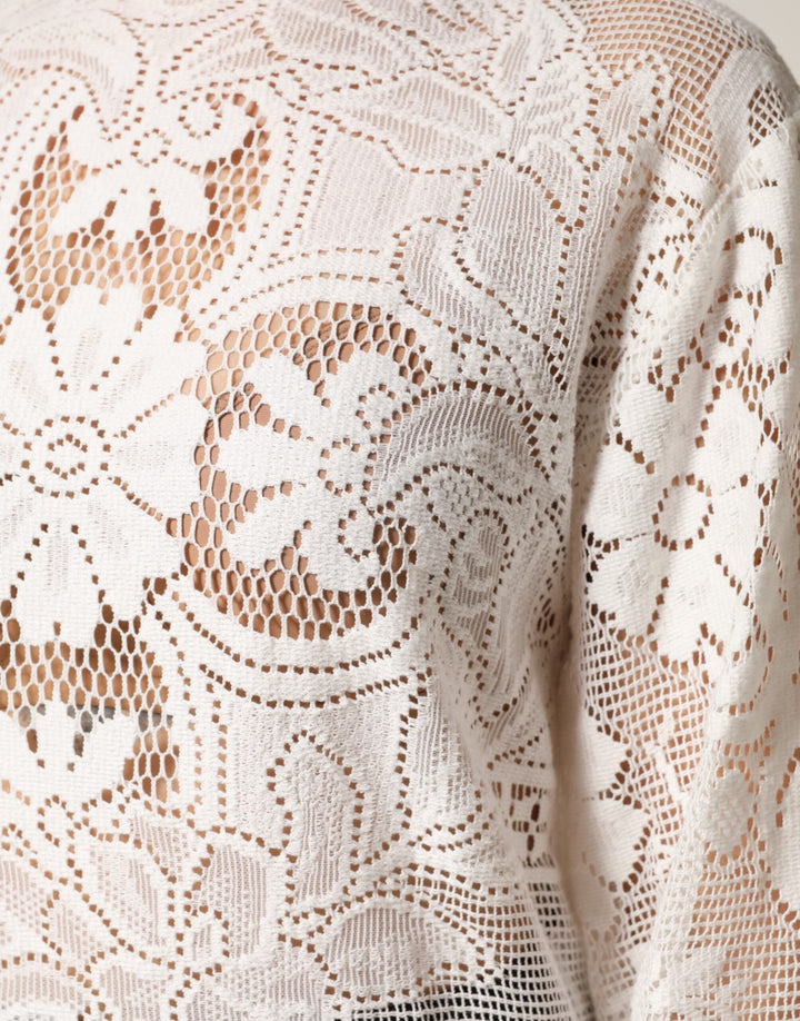 Dolce &amp; Gabbana Blouses - Women’s White Embroidery Lace Cotton Blouse Top