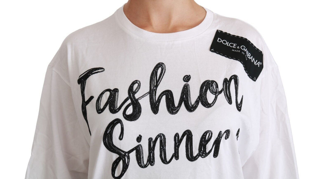 Dolce &amp; Gabbana - White Fashion Sinner Cotton Lace T-shirt Top
