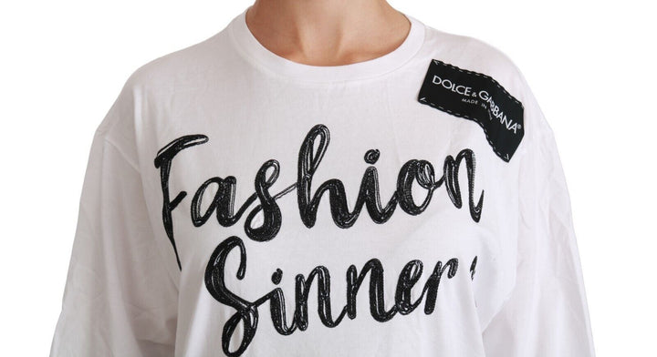Dolce &amp; Gabbana - White Fashion Sinner Cotton Lace T-shirt Top