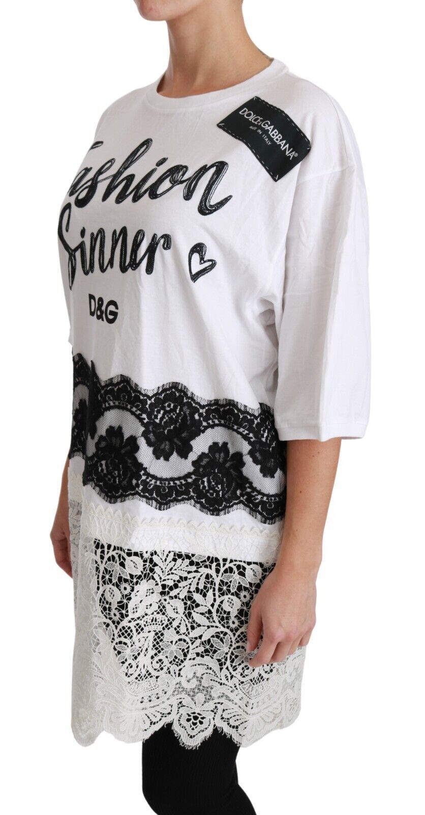 Dolce &amp; Gabbana - White Fashion Sinner Cotton Lace T-shirt Top