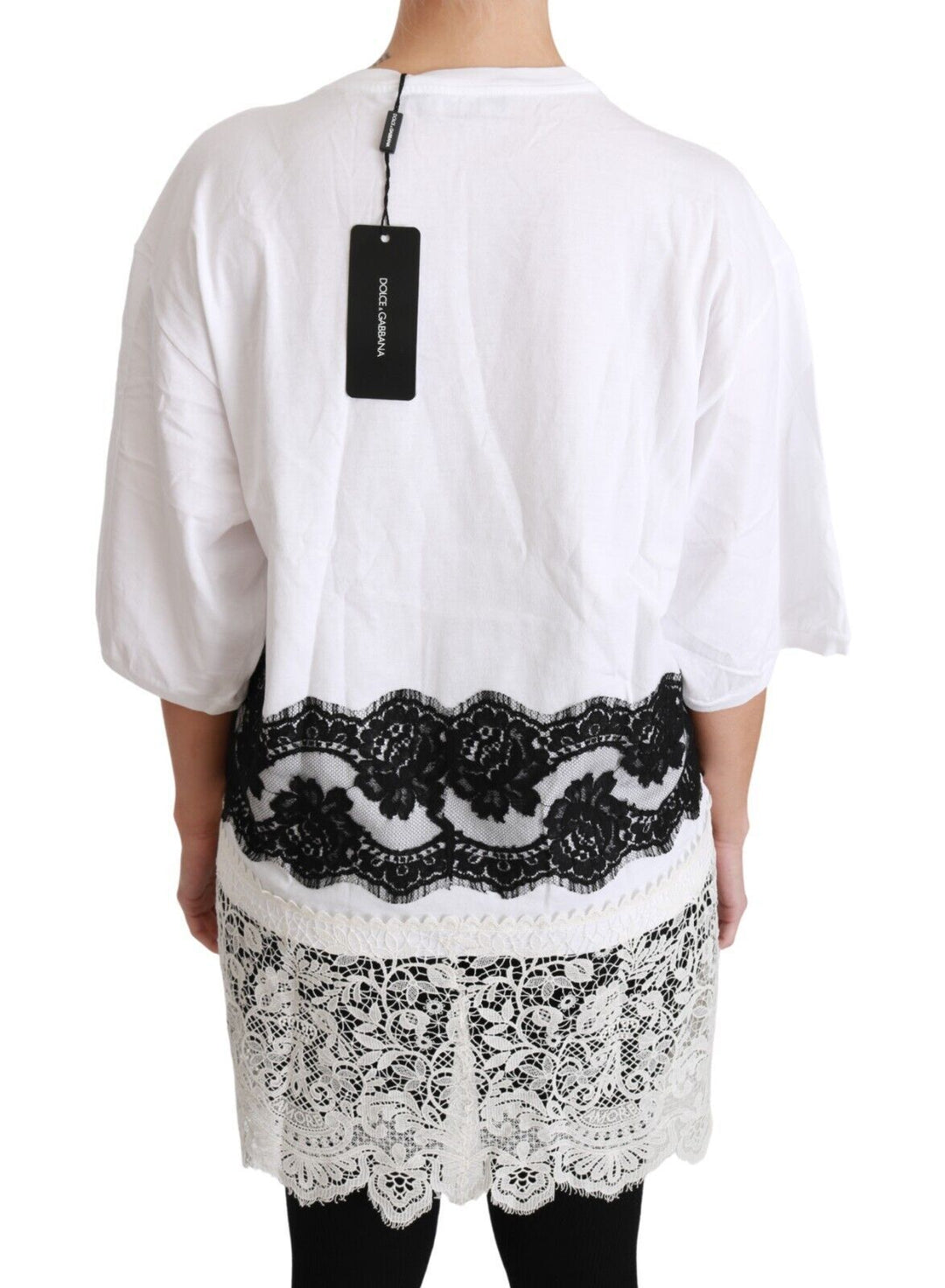 Dolce &amp; Gabbana - White Fashion Sinner Cotton Lace T-shirt Top