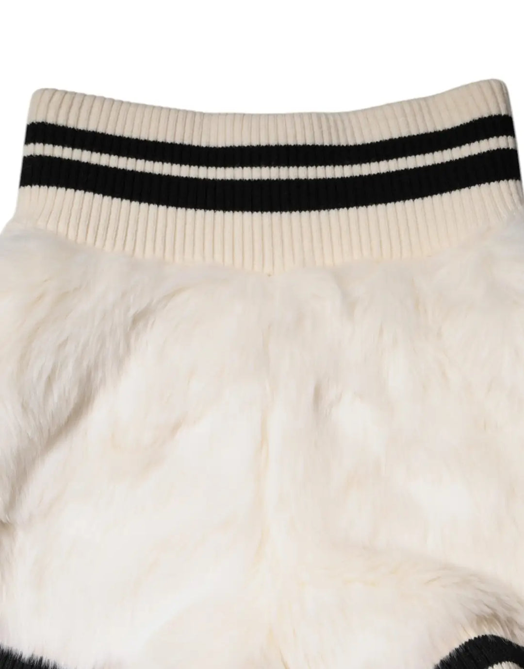 Dolce &amp; Gabbana White Faux Fur High Waisted Hot Pants Short